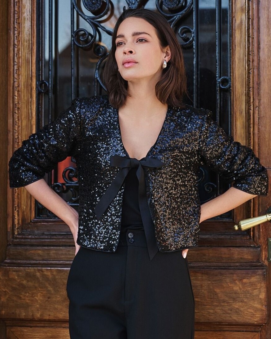 Esqualo Wilone Sequin Bow Blazer