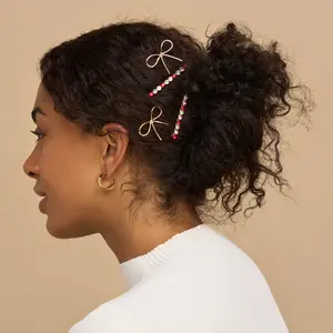 KITSCH Holiday Gemstone & Bow Bobby Pins