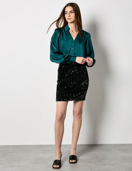Apricot Velvet/Sequin Mini Skirt
