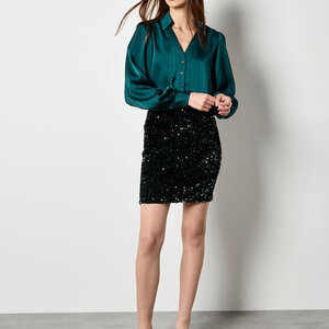 Apricot Velvet/Sequin Mini Skirt