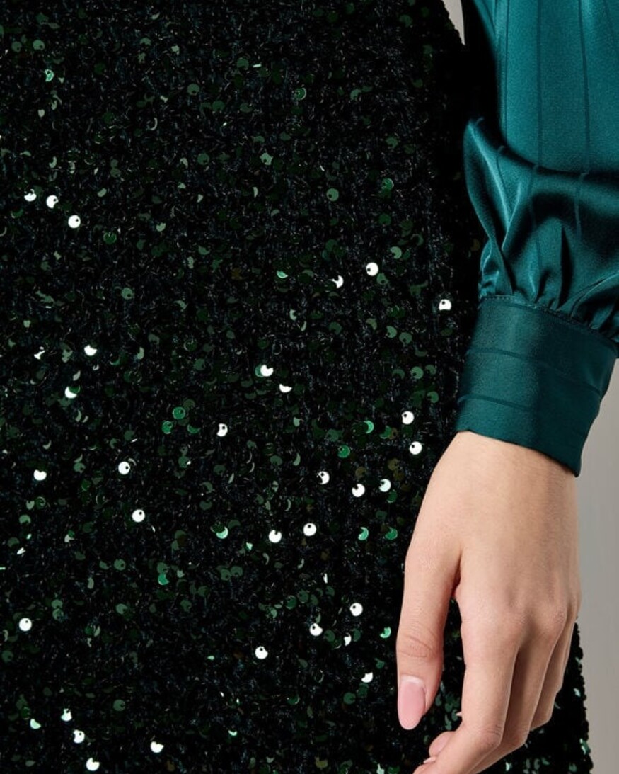 Apricot Velvet/Sequin Mini Skirt