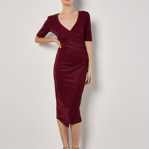 Apricot Foil Sparkle Side Ruched Dress