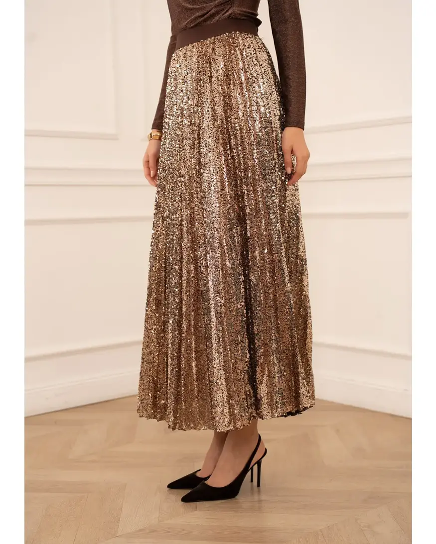 Sequin Pleat Skirt