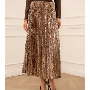 Sequin Pleat Skirt