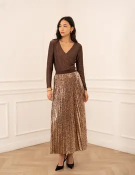 Sequin Pleat Skirt