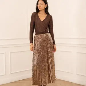 Sequin Pleat Skirt