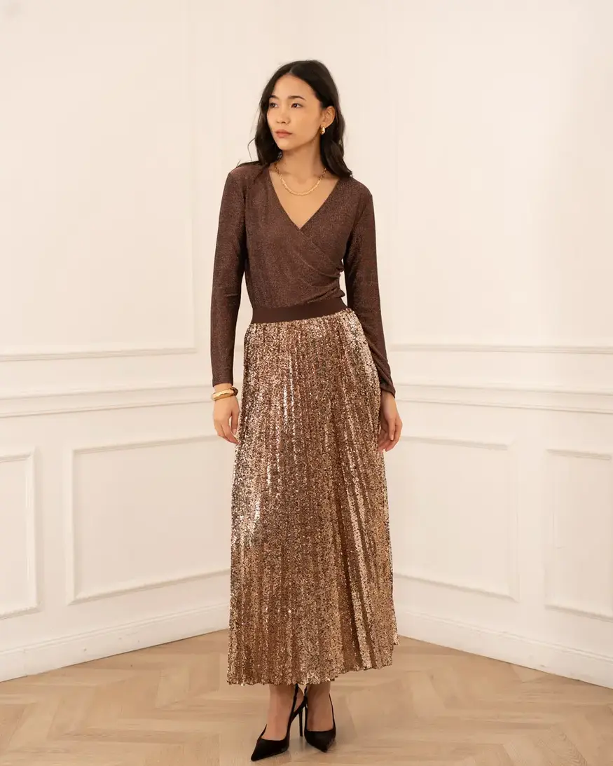 Sequin Pleat Skirt
