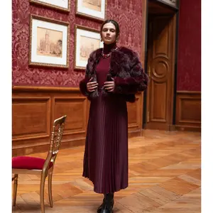 Solid Satin Pleated Skirt