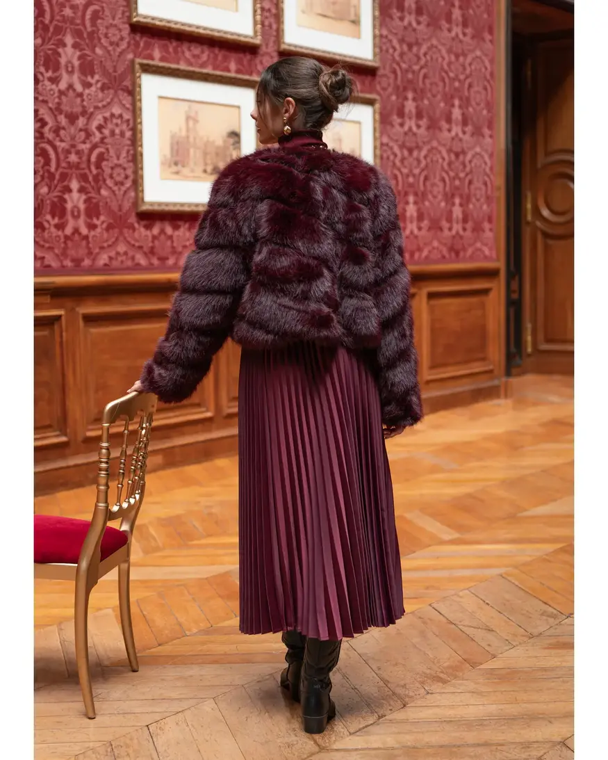 Solid Satin Pleated Skirt