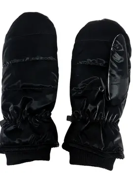 Black Sheen Puff Mitten