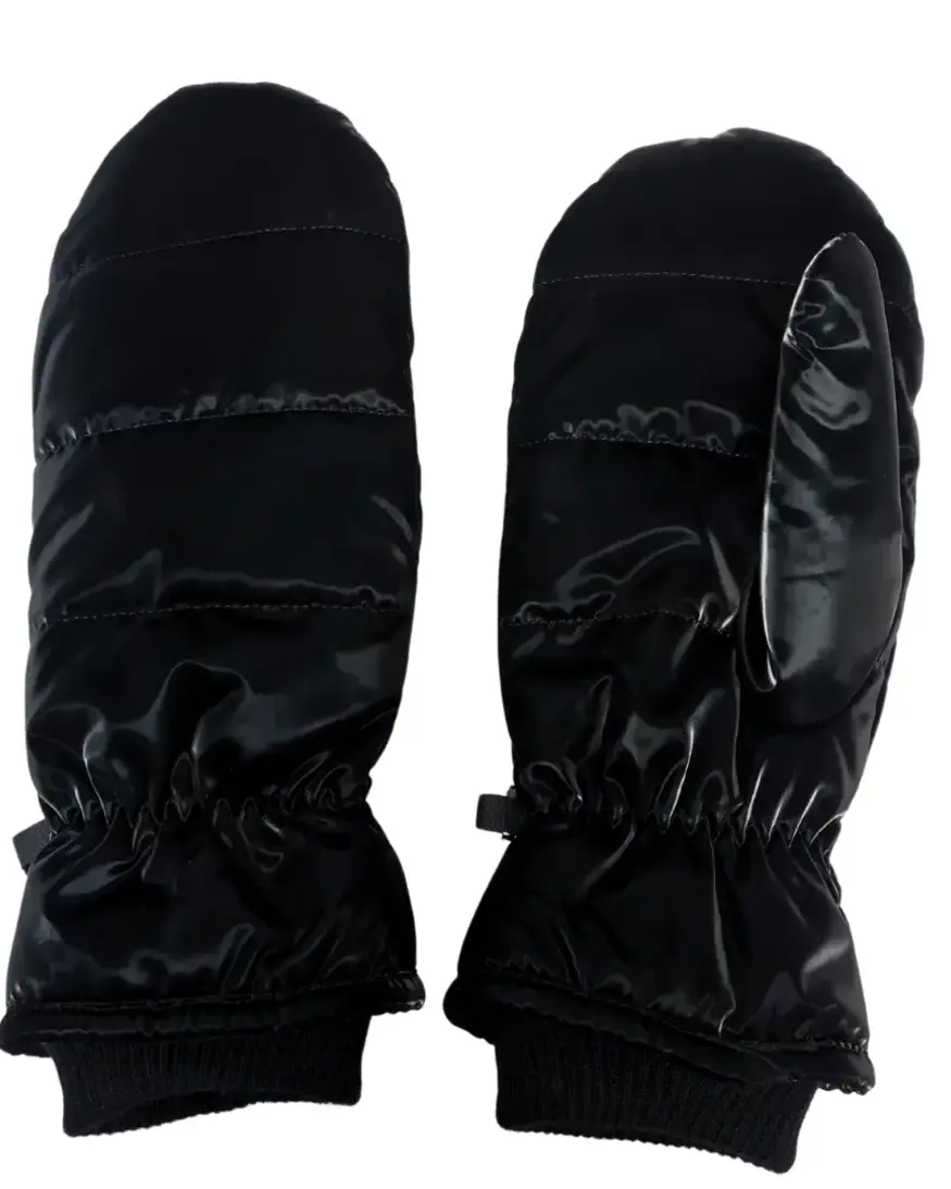 Black Sheen Puff Mitten