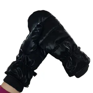 Black Sheen Puff Mitten