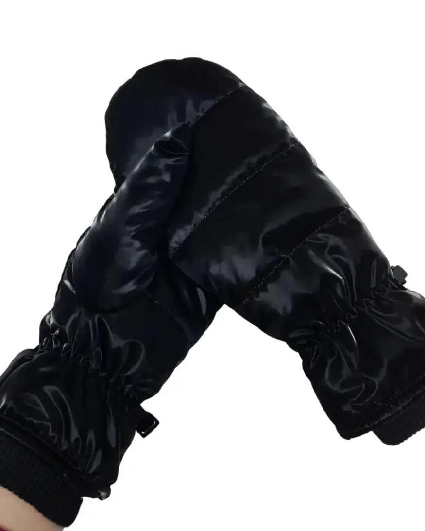 Black Sheen Puff Mitten