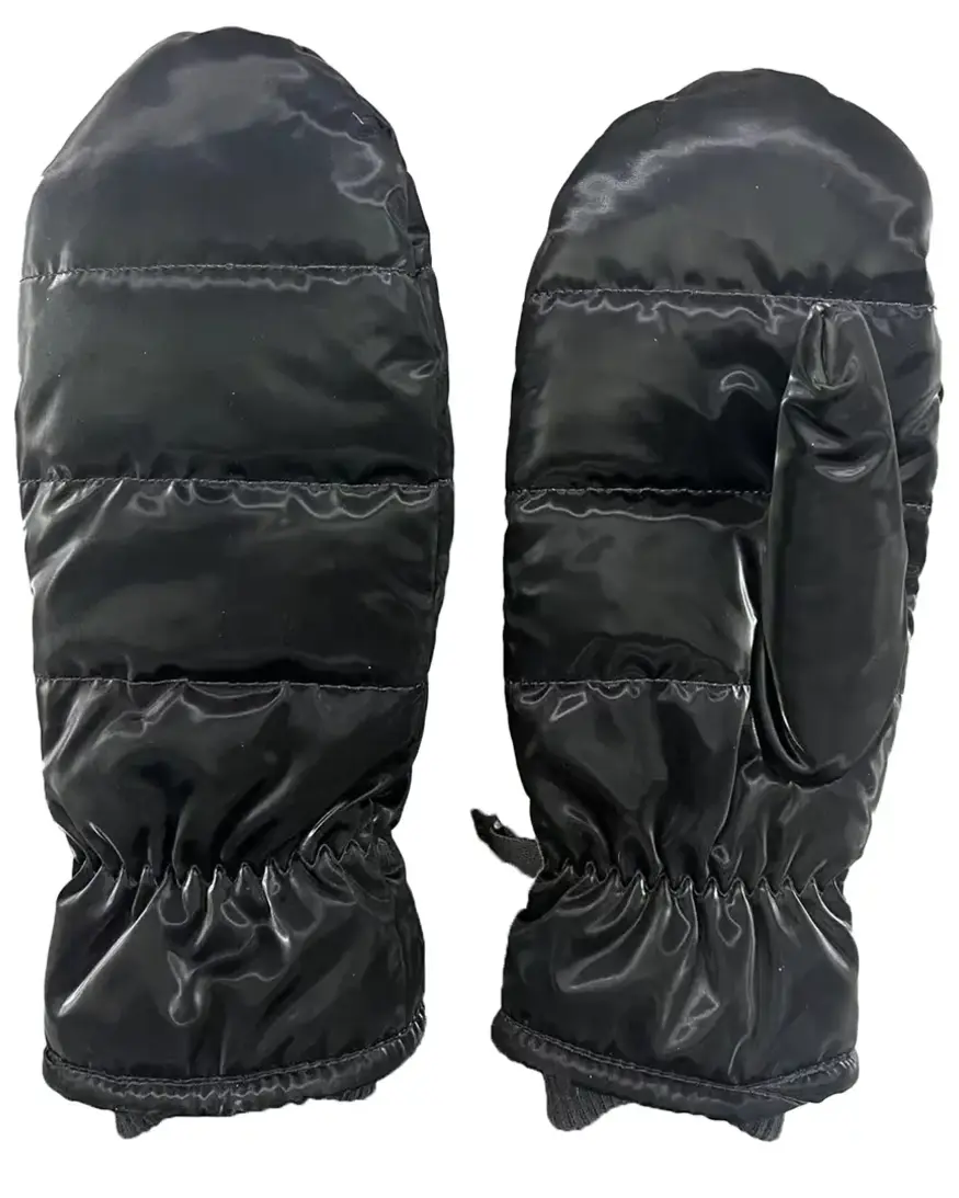 Black Sheen Puff Mitten