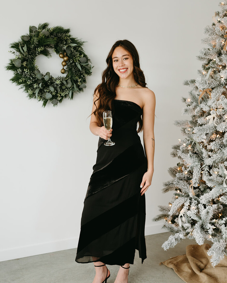 Lulus Surrey Velvet Striped Midi