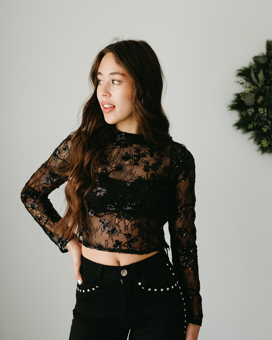 Lucy Paris Emmy Lace Sequin Top