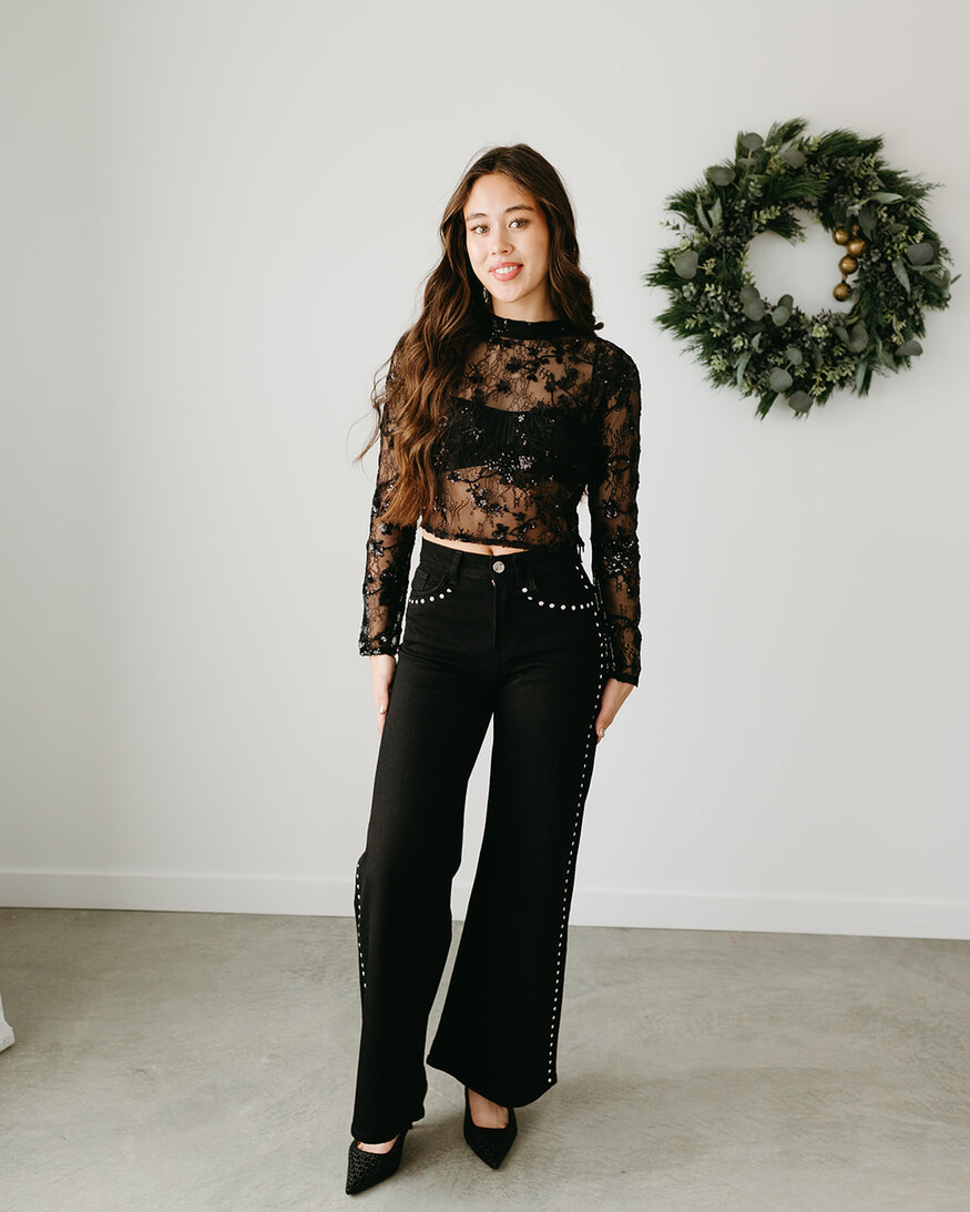Lucy Paris Emmy Lace Sequin Top