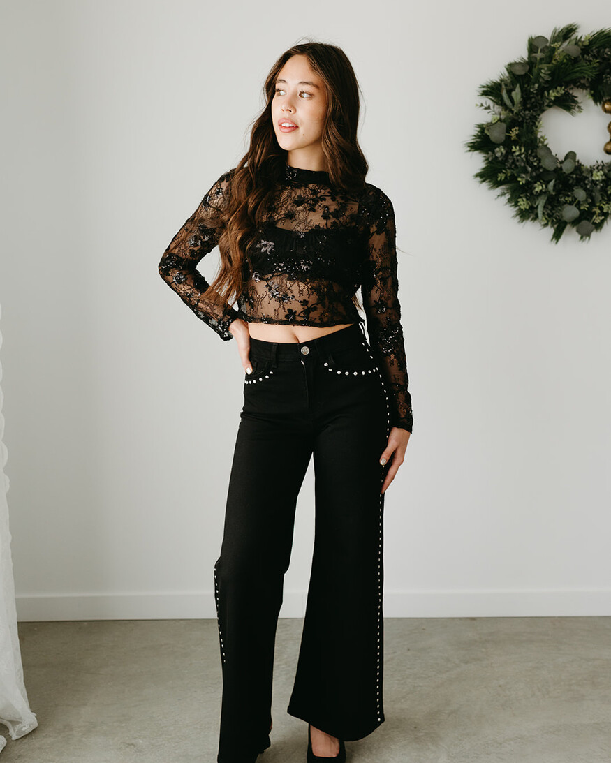 Lucy Paris Emmy Lace Sequin Top