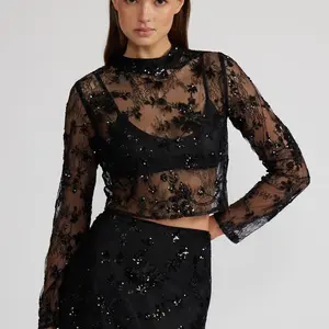 Lucy Paris Emmy Lace Sequin Top