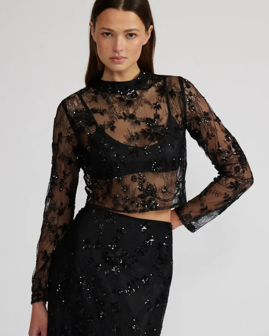 Lucy Paris Emmy Lace Sequin Top