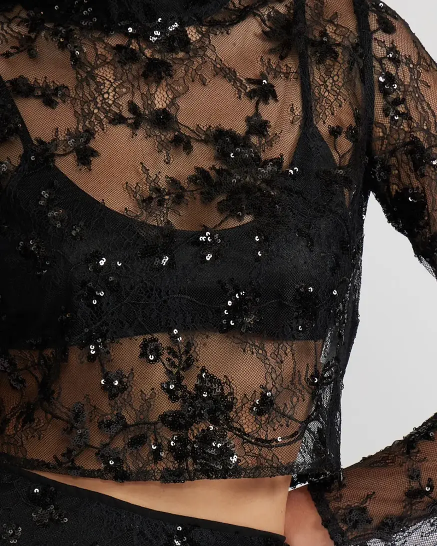 Lucy Paris Emmy Lace Sequin Top
