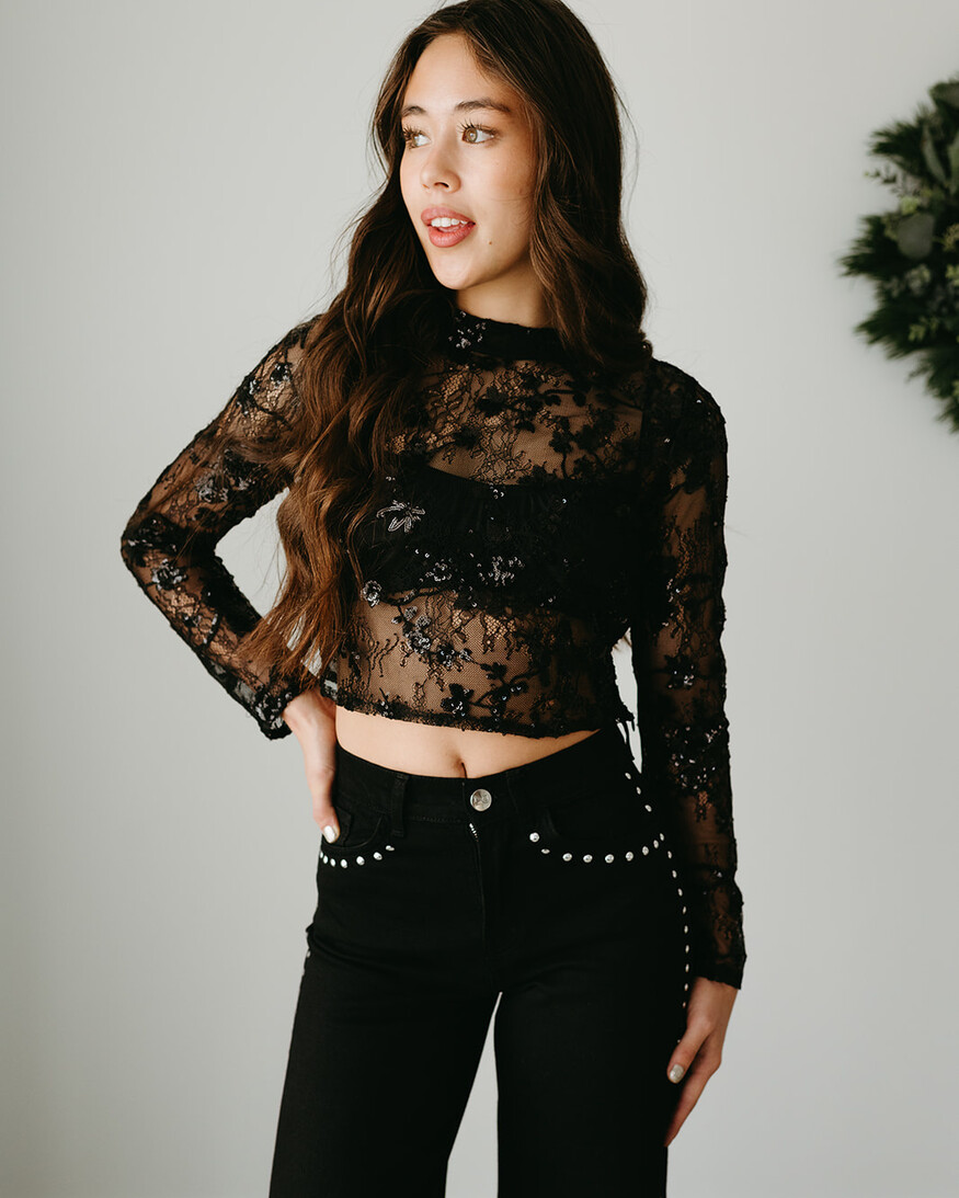 Lucy Paris Emmy Lace Sequin Top