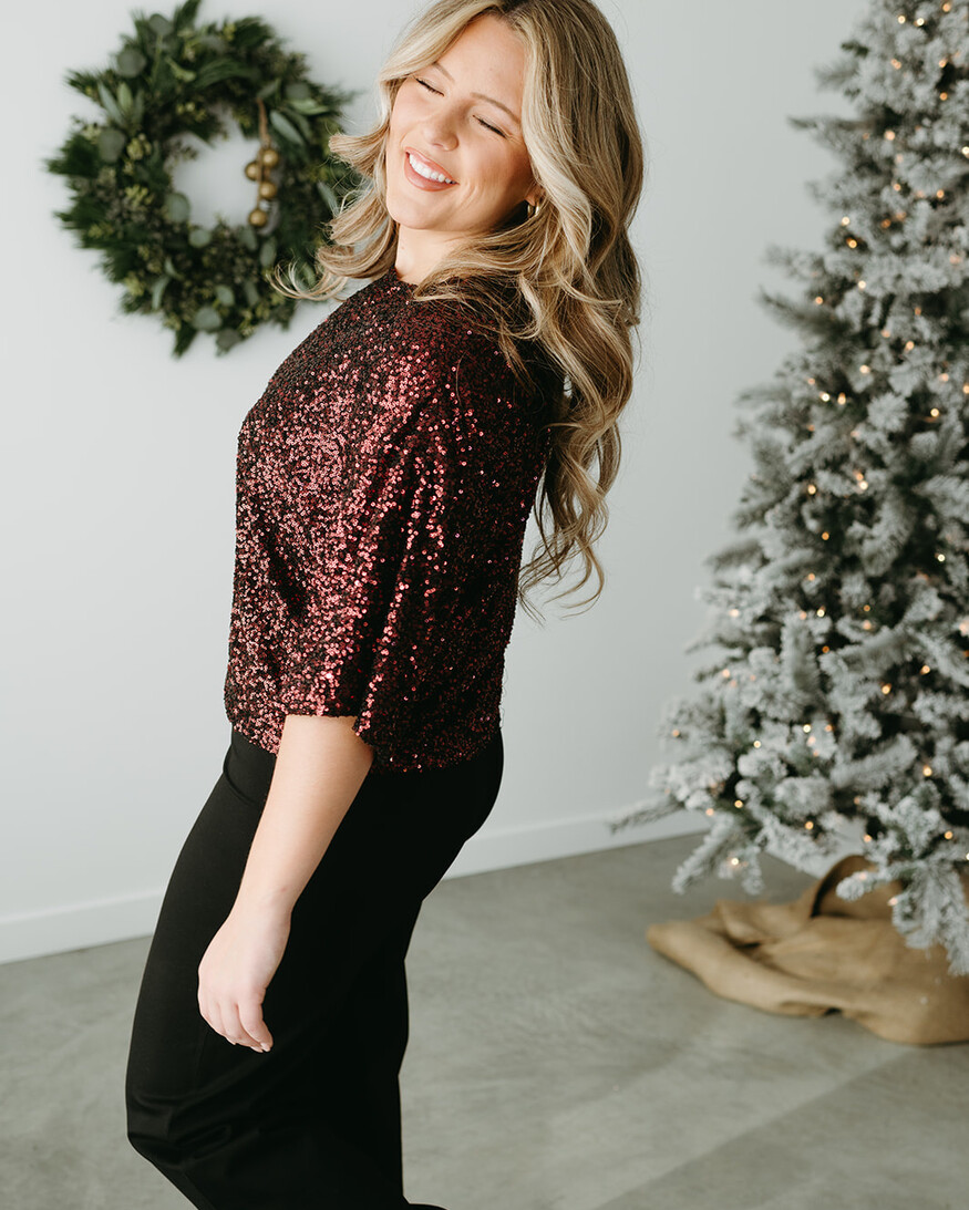 Trinity Sequin SS Top