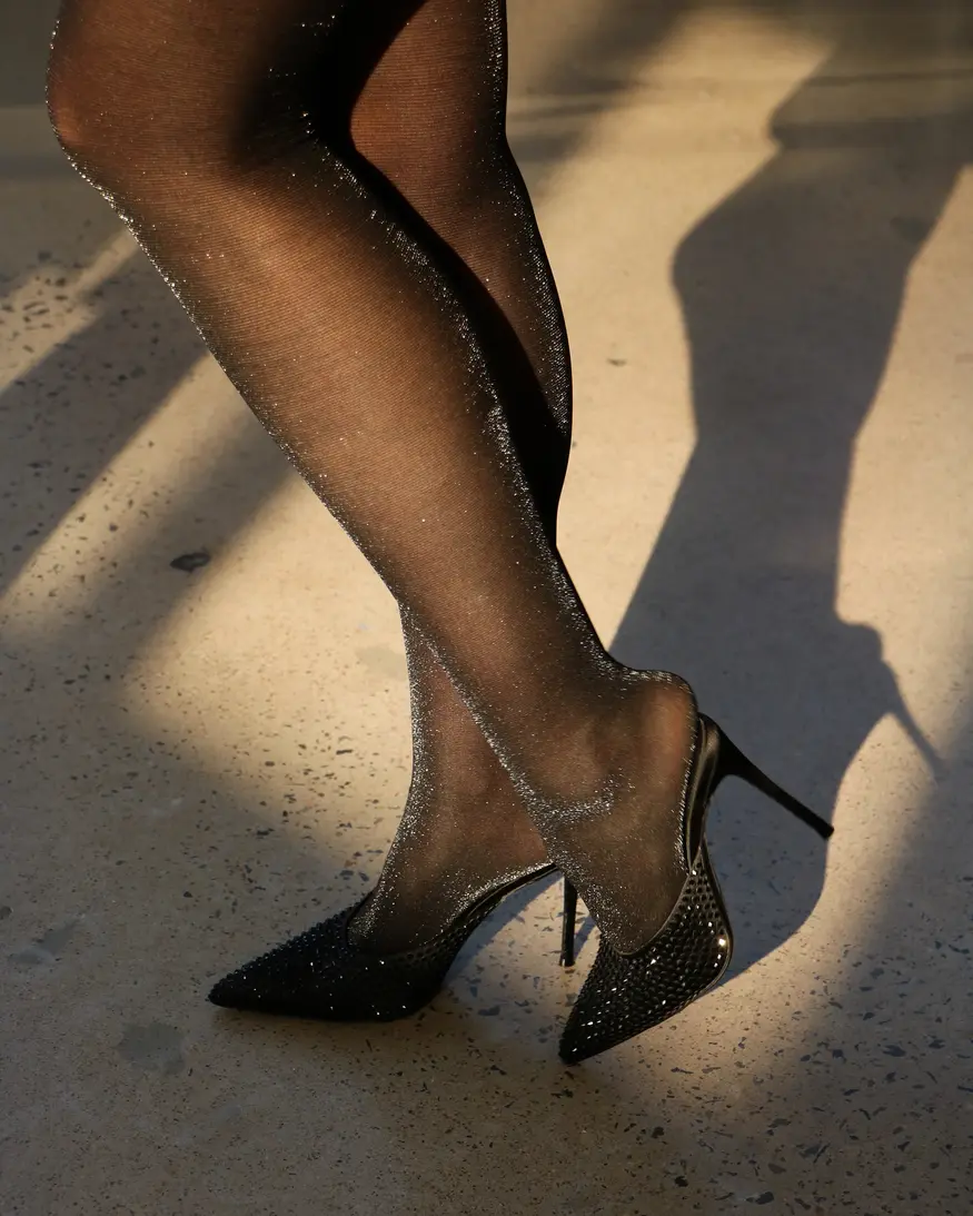 Silver Glitter Tights