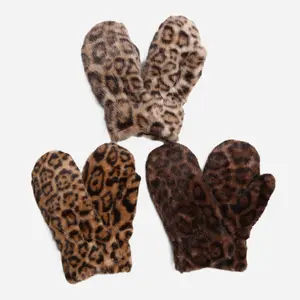 Leopard Faux Fur Mittens