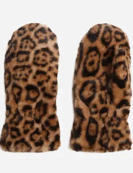 Leopard Faux Fur Mittens