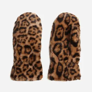 Leopard Faux Fur Mittens