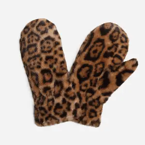 Leopard Faux Fur Mittens