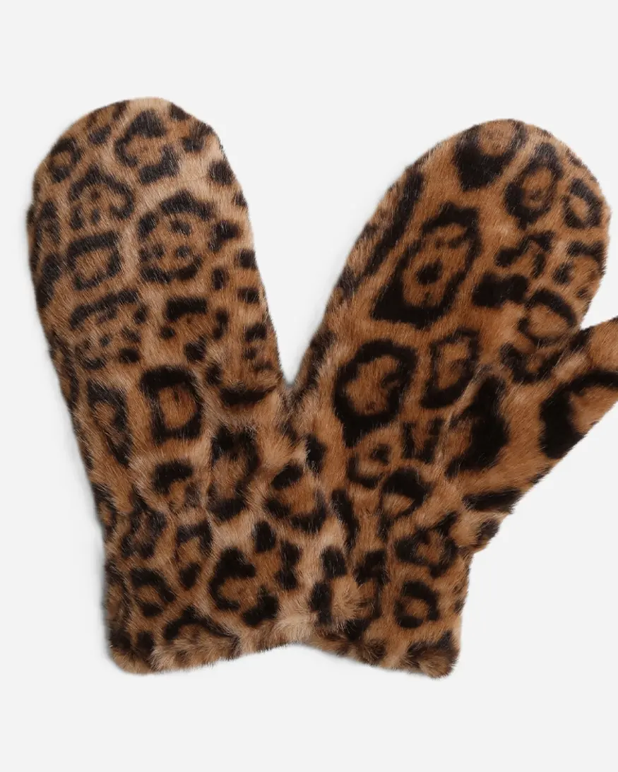 Leopard Faux Fur Mittens