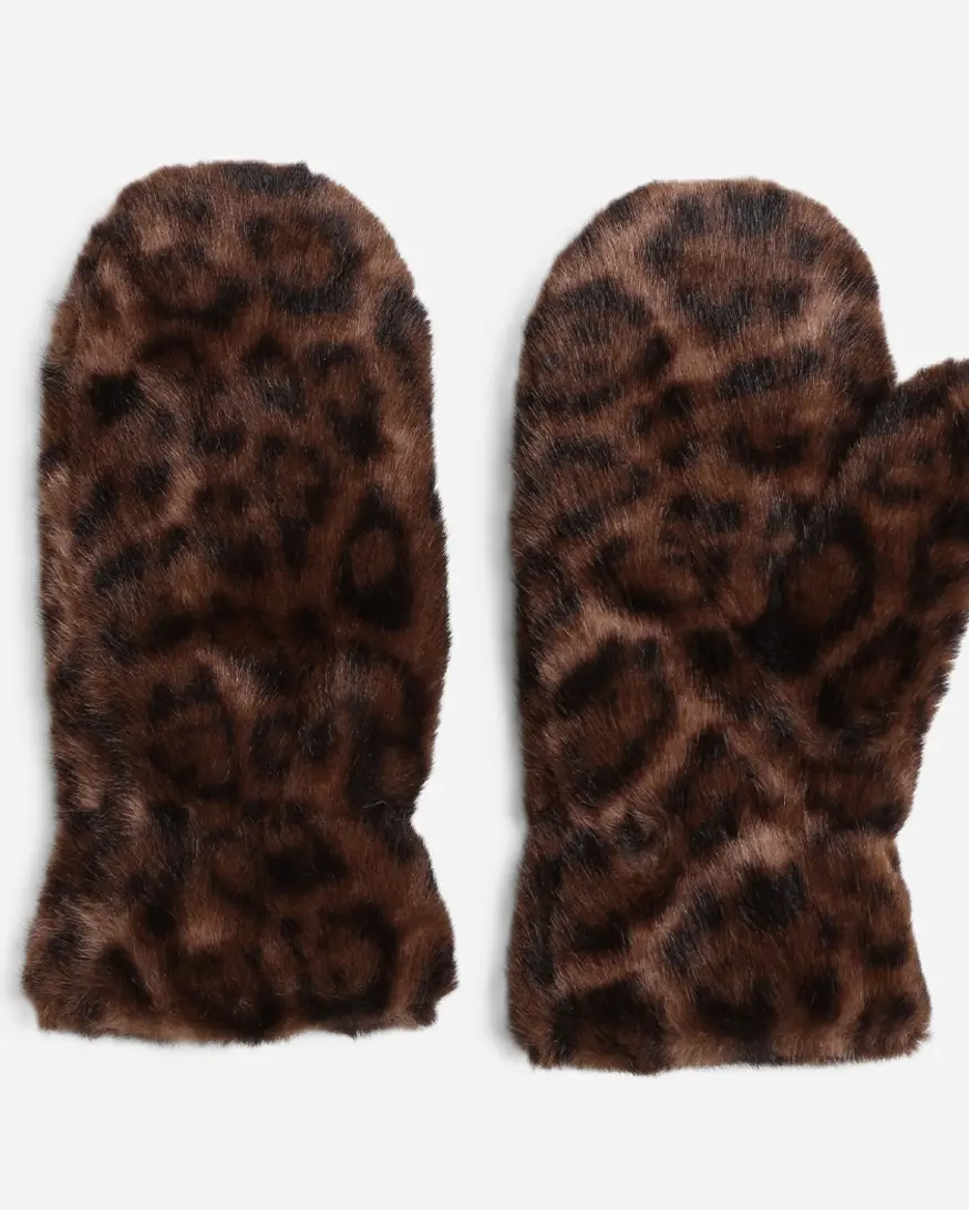Leopard Faux Fur Mittens