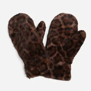 Leopard Faux Fur Mittens