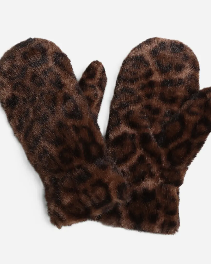 Leopard Faux Fur Mittens