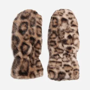 Leopard Faux Fur Mittens