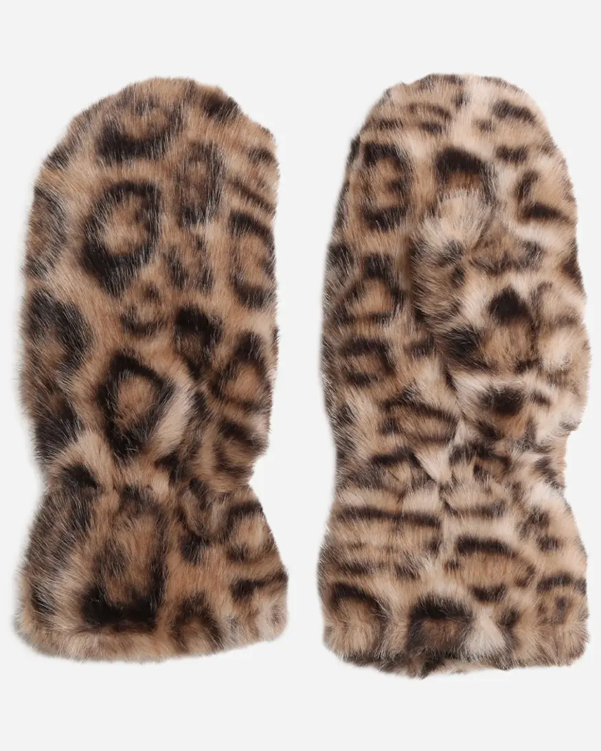 Leopard Faux Fur Mittens
