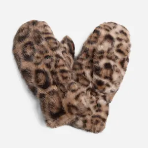 Leopard Faux Fur Mittens