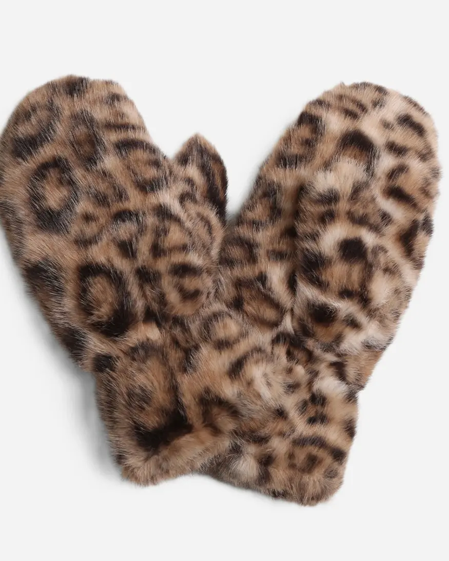 Leopard Faux Fur Mittens