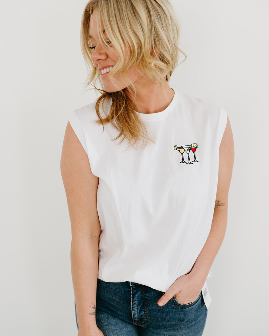 Cocktails Emboidery Tee