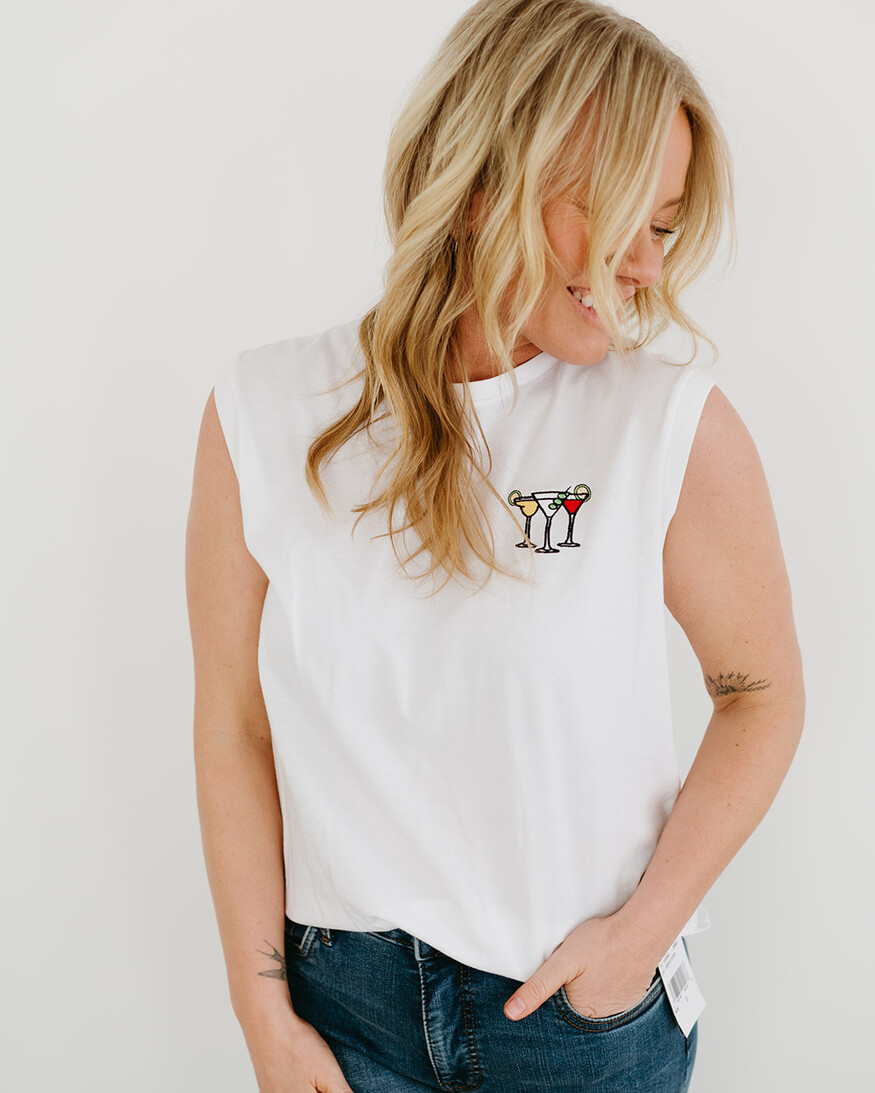 Girl Dangerous Cocktails Emboidery Tee