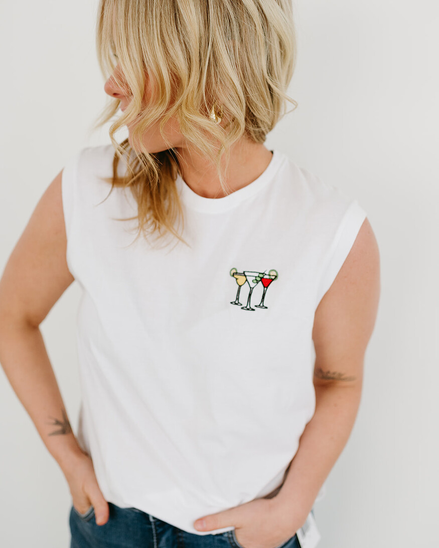 Cocktails Emboidery Tee