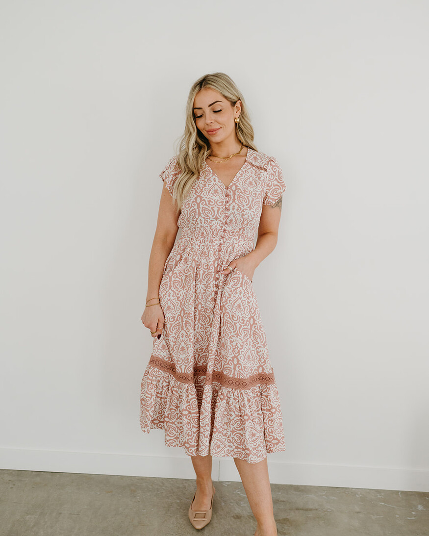 Papillon Sadie Damask Midi Dress