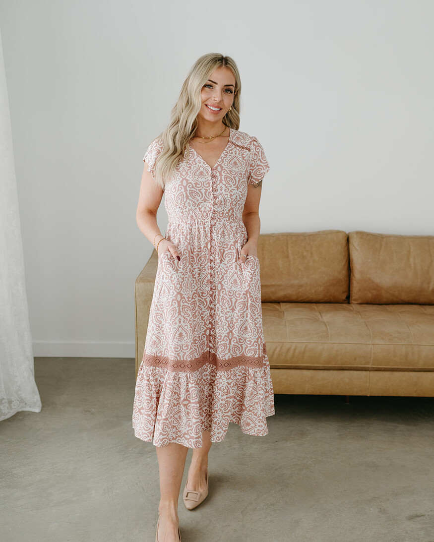 Papillon Sadie Damask Midi Dress