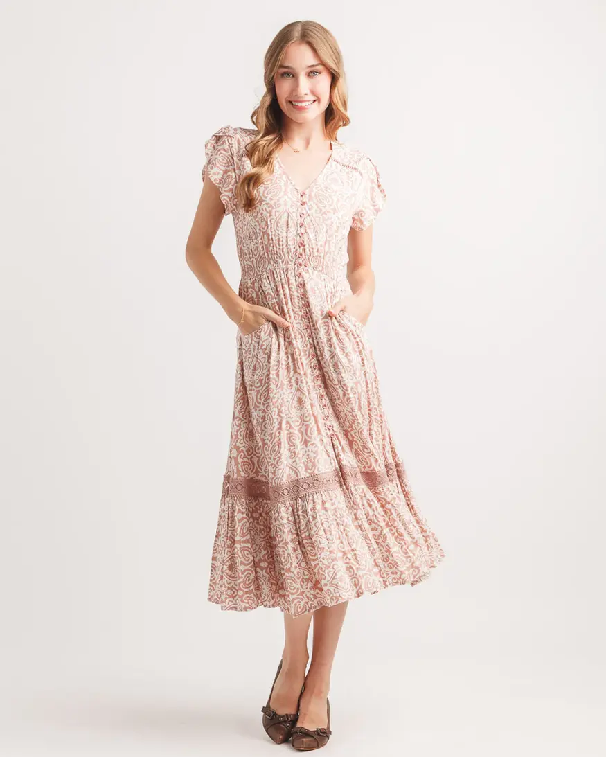 Papillon Sadie Damask Midi Dress
