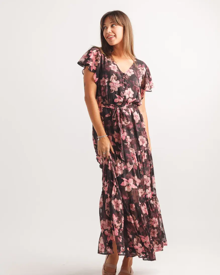 Papillon Skye Satin Tiered Maxi