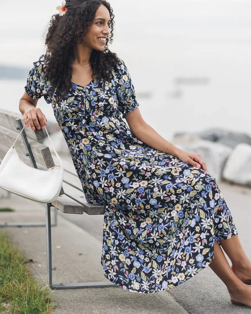 Papillon Stella Puff Sleeve Floral Midi