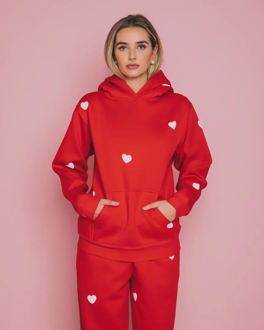 Brunette The Label All Over Heart Hoodie