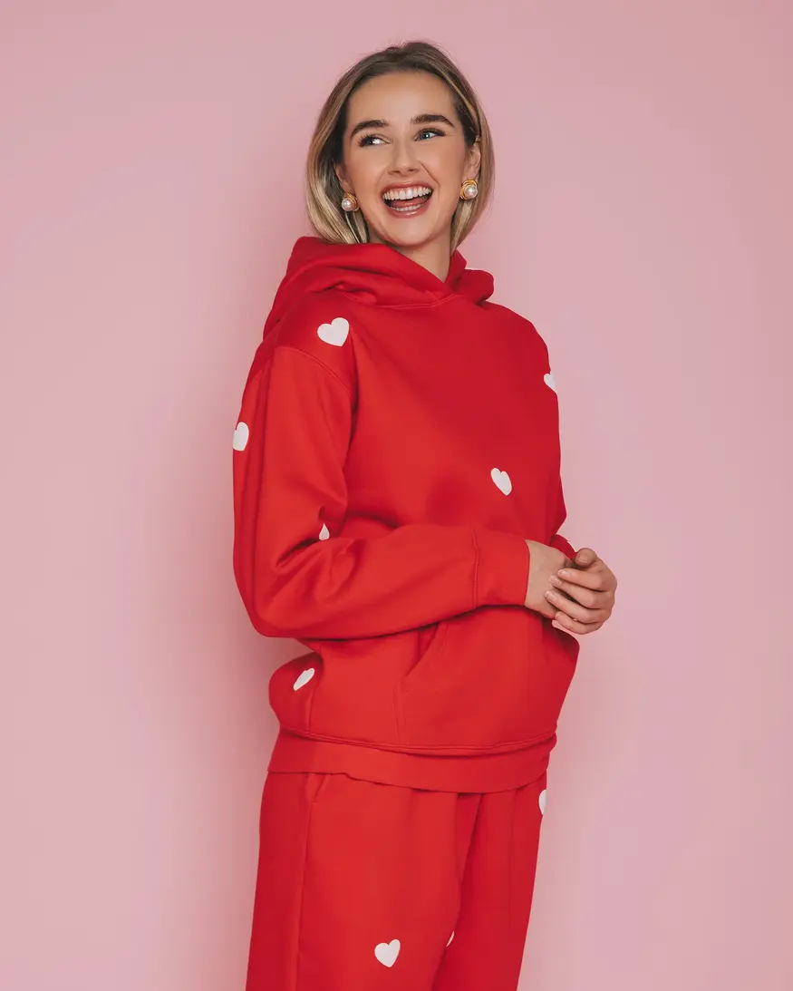 Brunette The Label All Over Heart Hoodie